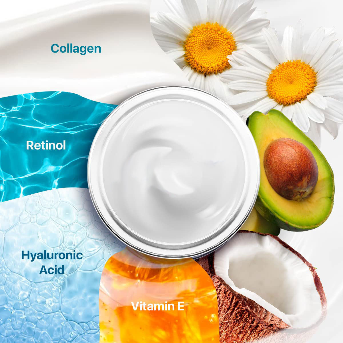 Crema Facial Nownoon con Colágeno, Retinol y Ácido Hialurónico